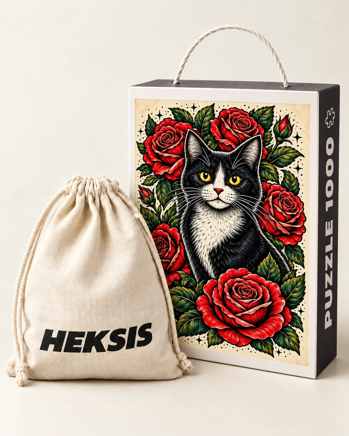 Roselyn — Heksis-Puzzlebox mit Baumwollbeutel