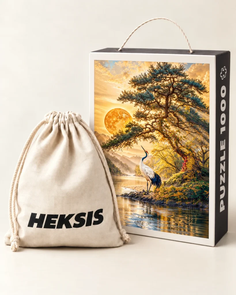 Tsuru — Heksis-Puzzlebox mit Baumwollbeutel